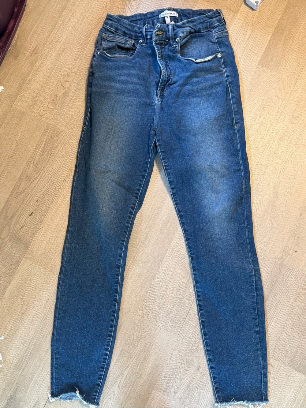 Good American Dark Blue High-Rise Skinny Ankle Jeans
